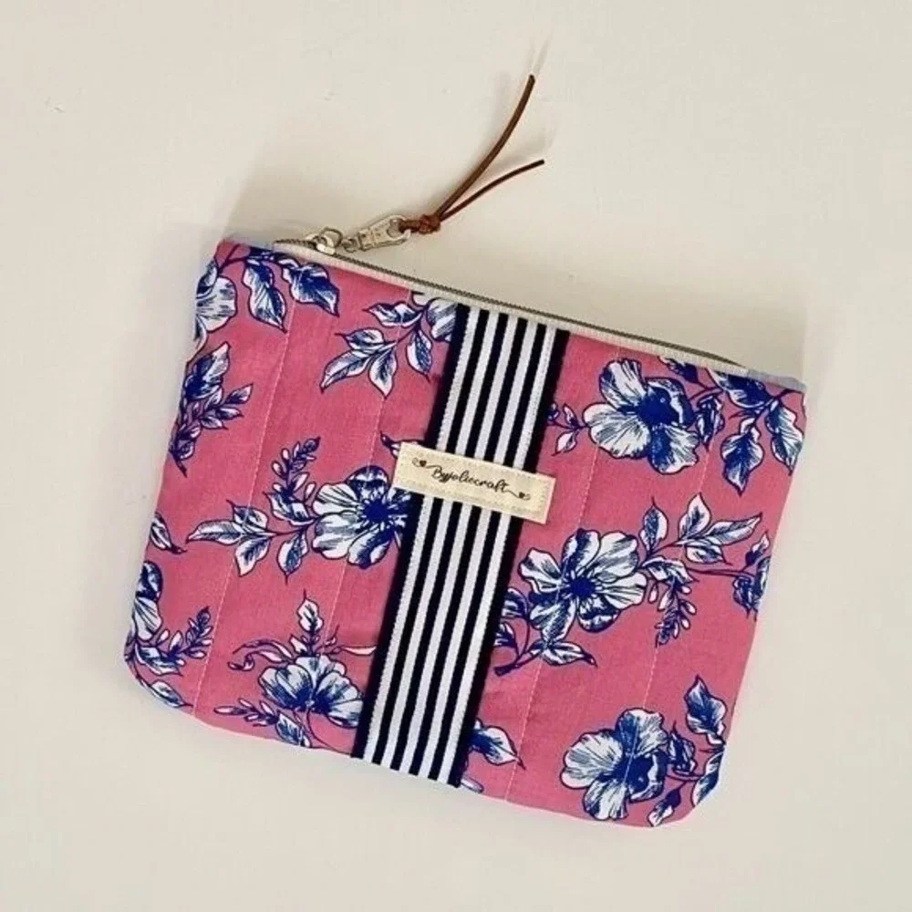 Handmade Makeup Bag Cosmetic Pouch Floral Zipper Travel‎